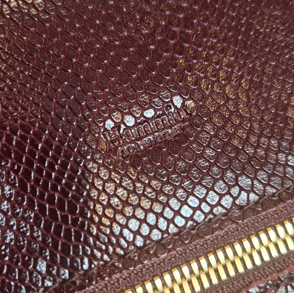 Rare Hammitt VIP Medium Bag Red Wine Burgundy Snake Brushed Gold Hardware - Picture 6 of 16